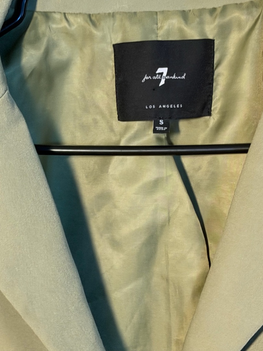 7 For All Mankind Cropped Olive Blazer Jacket - Picture 8 of 8